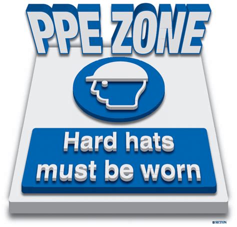 Ppe Zone Hard Hats Must Be Worn 3d Floor Sign Seton