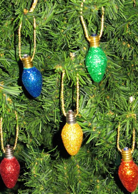 Glittered Vintage Christmas Light Bulb Ornaments Lumières De Noël