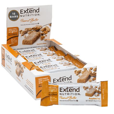 Extend Nutrition Bars Low Glycemic Gluten Free Peanut Butter 15