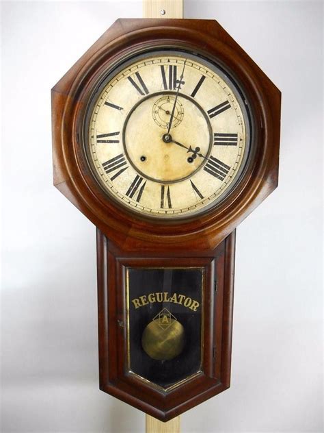 Antique Ansonia Long Drop Schoolhouse Regulator Wall Clock Model