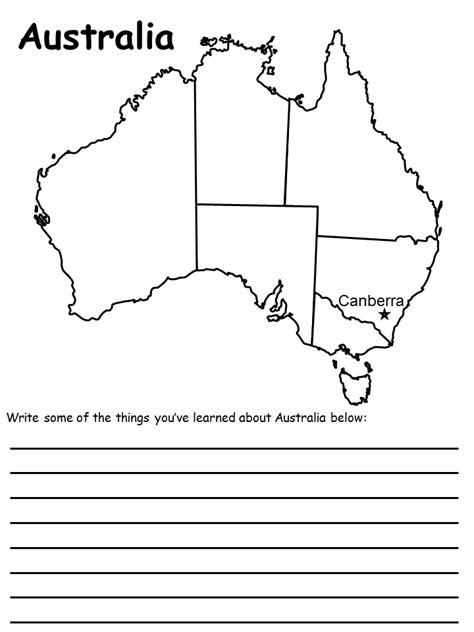 Australia Map Worksheet With The Name And Country On It Which Is