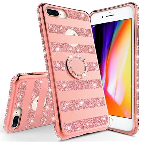 Glitter Cute Phone Case Girls Kickstand Compatible For Apple Iphone 7