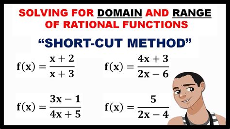 Domain And Range Of Rational Functions Short Cut Method Youtube