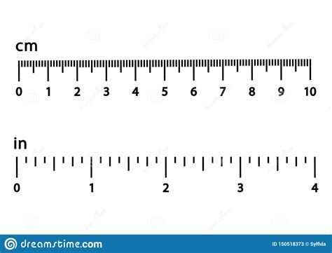 Centimeters And Inches Black Scale With Numbers For Rulers Different