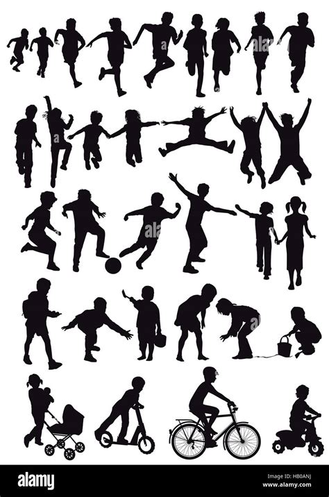 Group Of Children Silhouettes Stock Photo Alamy