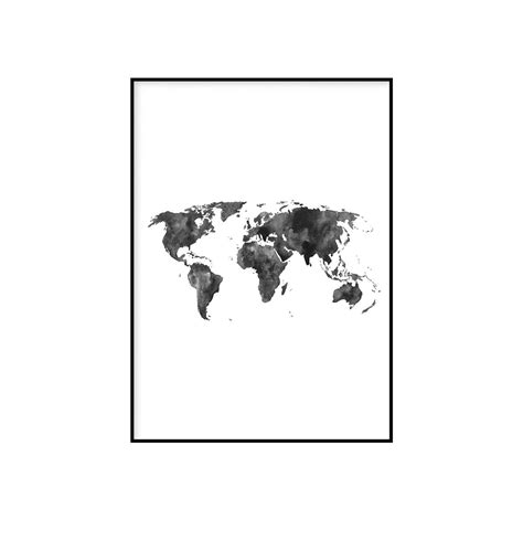 World Map Posterworld Mapminimalistworld Map Printwall Etsy