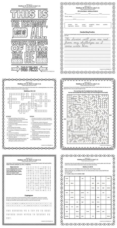Free Lds Worksheets And Printables Mazes Crosswords Word Searches