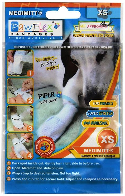 Pawflex Bandages Medimitt Bandages For Pets Pack Of 4 Xsmall