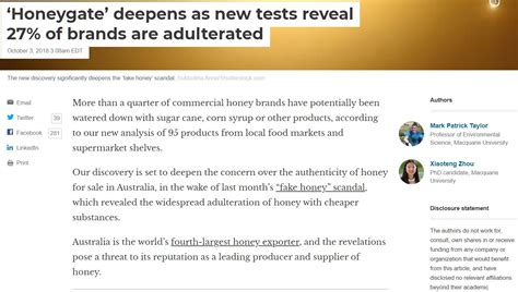 Adulteration of honey from c4 sugar can can occur by blatant addition of cane sugar or corn syrup to honey (called stretching), or by poor beekeeping practises where beekeepers collect honey generated by bees which continue to be sugar fed during the nectar flow. Article on honey adulteration | Couldn't Bee Better