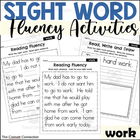 Sight Word Fluency Passages Work By Teach Simple