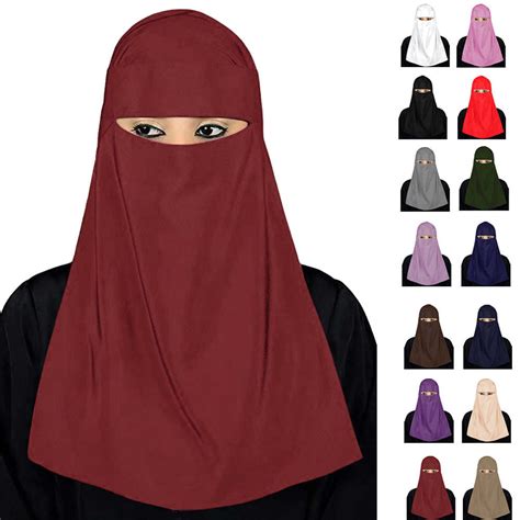 One Piece Ramadan Niqab Veil Face Full Cover Muslim Hijab Elastic Women