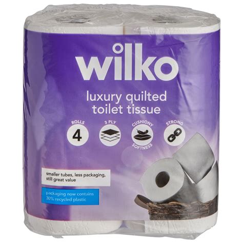 Wilko Luxury Quilted Toilet Tissue 4 Rolls 3 Ply Wilko