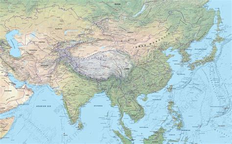 Physical Map Of Asia With Labels
