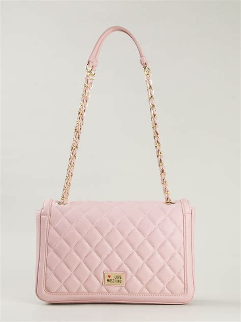Lyst Love Moschino Quilted Leather Shoulder Bag In Pink