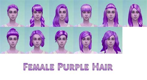 Sims 4 Hairs Stars Sugary Pixels Female Purple Hairstyle