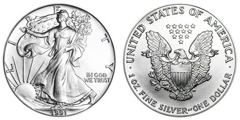 1991 American Silver Eagle Bullion Coin One Troy Ounce