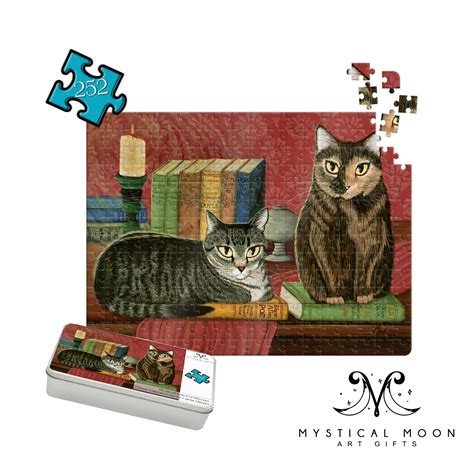 Classic Literary Cats Puzzle By Carrie Hawks Mystical Moon Art Ts