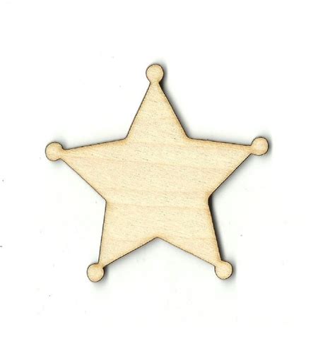 Sheriff Star Badge Laser Cut Out Unfinished Wood Shape Craft | Etsy