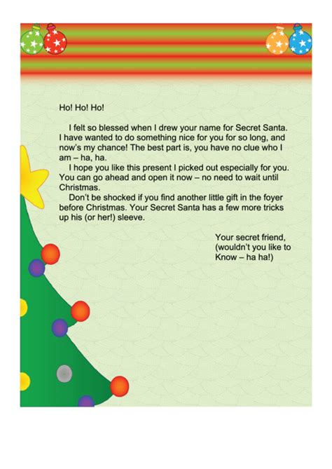 Free Printable Secret Santa Letter Template