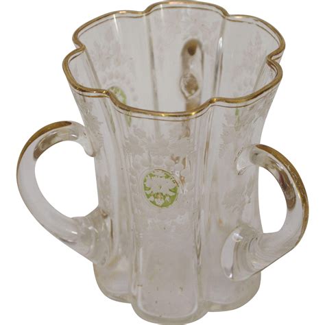 Victorian Glass Loving Cup With Flower Pattern And Gold Enamel From Kirstenscorner On Ruby Lane