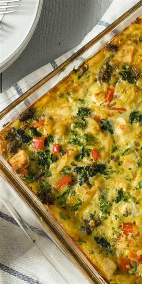 Overnight Egg Bake Breakfast Casserole With Sausage And Kale Recipe