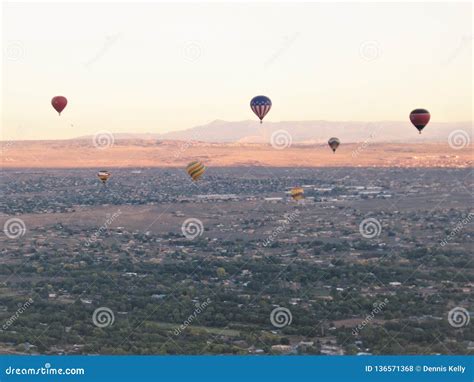 New Mexico Hot Air Balloon Launch Fill Flame Fire Festival Stock Photo