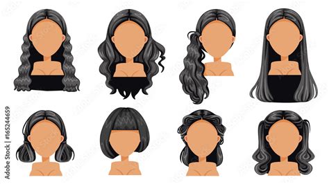 Black Hair Beautiful Hairstyle Black Hair Woman Set Modern Fashion For Assortment Long Hair