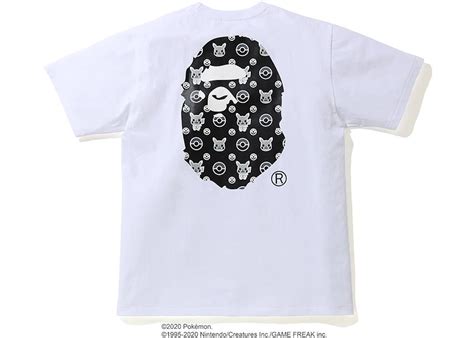 Bape X Pokemon Monotone Ape Head Tee 1 White Mens Fw20 Us