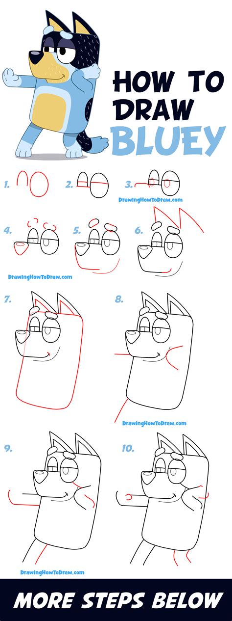 How To Draw Bluey And Bingo From Bluey Heeler Step By