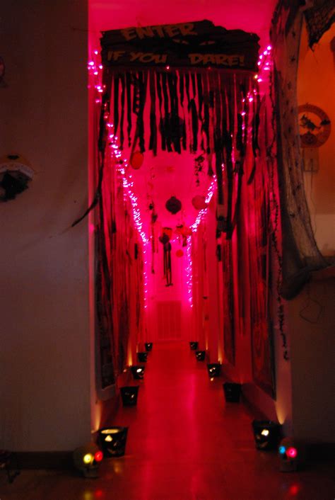 Red Hallway For Your Halloween Party Halloween Decorations Party