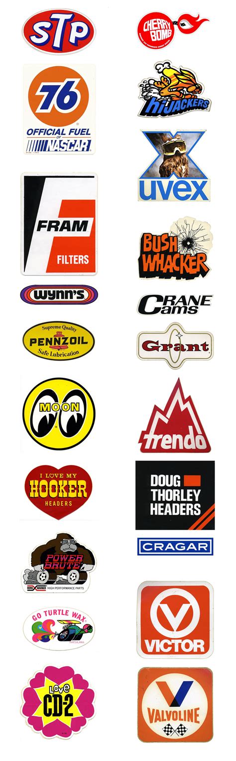 Vintage Car Racing Logos Car Brand Decals Stickers From The S