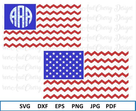 Chevron American Flag Svg For Silhouette Cameo Chevron Flag Svg Files