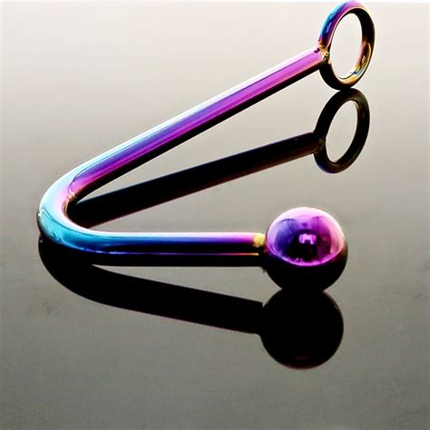 Anal Plug Rainbow Stainless Steel Hook Anal Plug With Cock Ring Beads