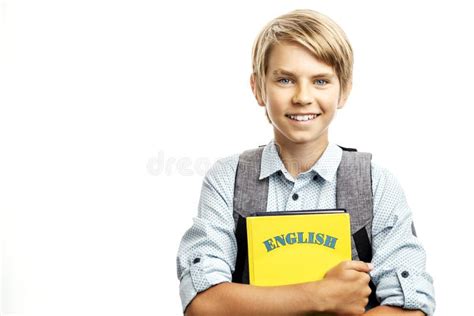 Kid Holding English Textbooks Stock Photo Image Of Lifestyle Blond