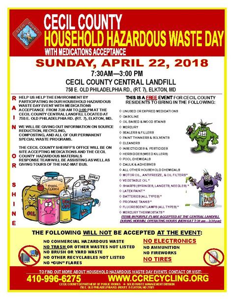 Household Hazardous Waste Day Special Events Cecildaily Com