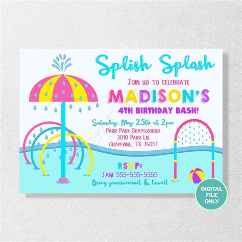 splish splash invitation splash pad birthday invitation etsy