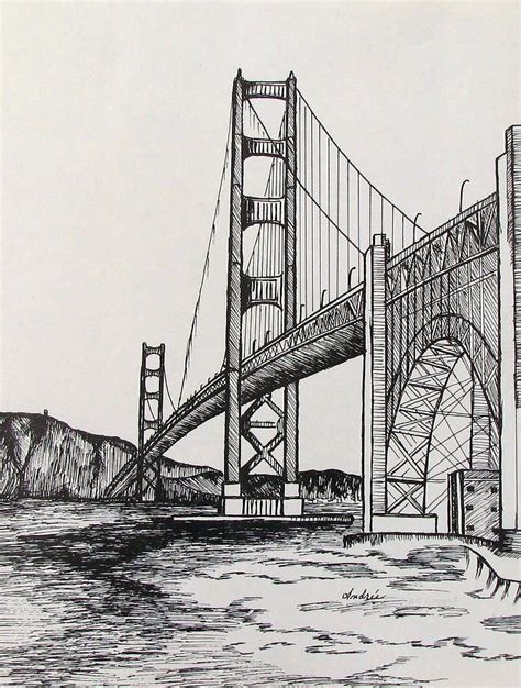 Golden Gate Bridge Drawing By Carol Nistle Architecture Drawing Art