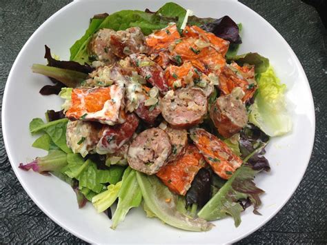 Lemon And Cheese Sweet Potato And Sausage Salad