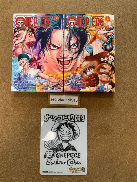 One Piece Episode Ace Comic Vol1 And 2 W Luffy Card Autographed