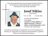 Traueranzeigen von Josef Niklas | trauer.merkur.de