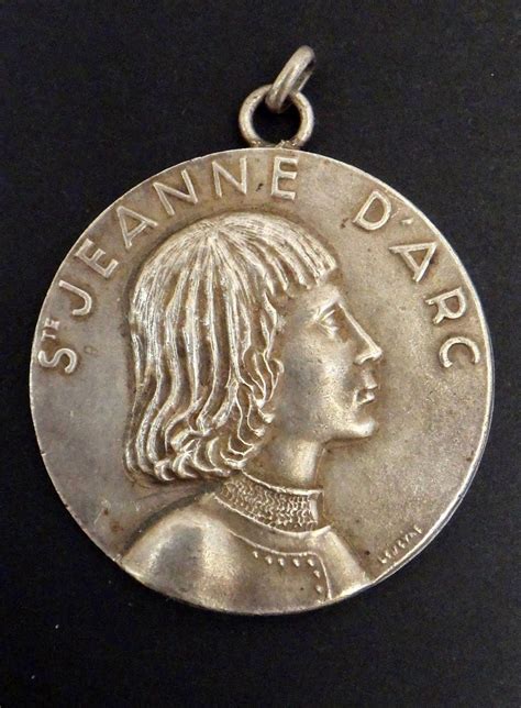 Superb Rare Antique Huge Silver Bronze Medal Of Joan Of Arc Signed