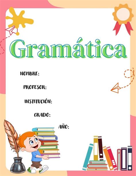 Llᐈ Carátula De Gramática Para Primaria Imprimir En Word