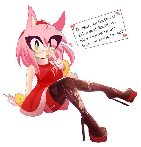 Rule 34 Amy Rose Anthro Boots Breasts Clothed Color Dialogue English