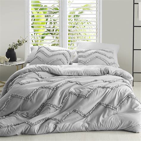 Textured Ruffles Bedding Duvet Cover Chevron Glacier Gray Walmart