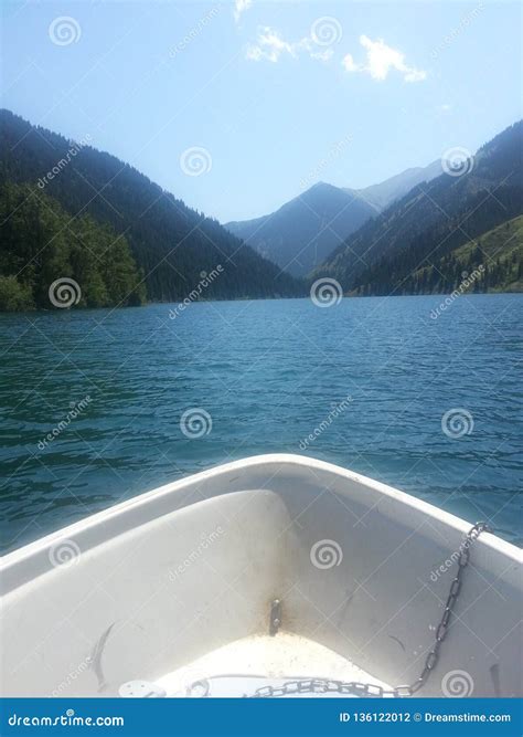 Alone In Boat Stock Photo Image Of Alone Kolsay Lake 136122012