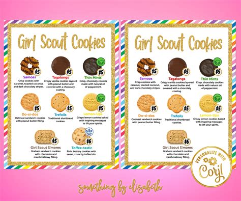 LBB Girl Scout Cookie Menu Fully Editable Instant Etsy
