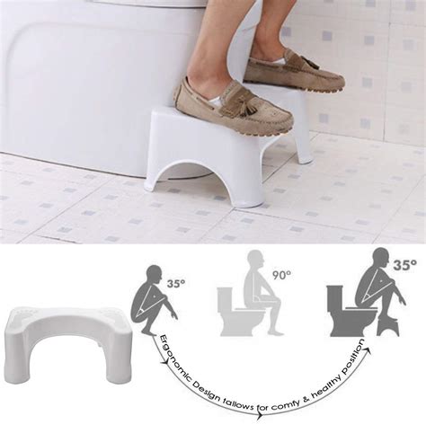 White Toilet Squatting Step Stool Bathroom Potty Training With Non Slip