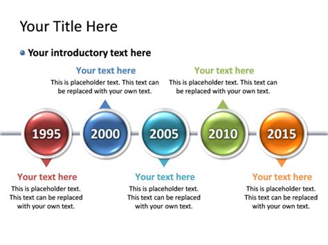 Powerpoint Slide Timeline Diagram Multicolor 5 Timelines Tg82