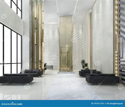 3d Rendering Grand Luxury Hotel Reception Hall Entrance And Lounge
