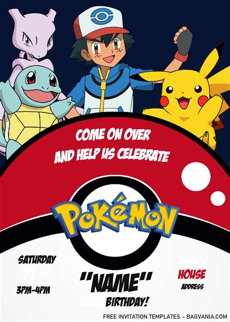 Free Pokemon Invitation Template